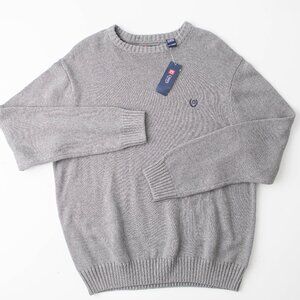 NEW Chaps Men’s XL Cotton Crewneck Sweater Gray Heather Knit Pullover